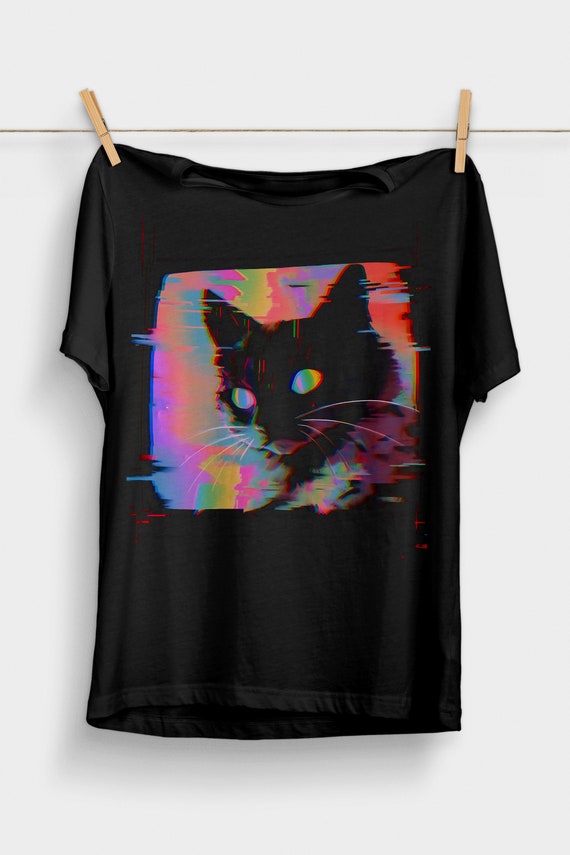 Colorful Rainbow Funny Cute Rave Psychedelic Pink Cat Shirt Colorful Rainbow Funny Cute Rave Psychedelic Pink Cat Shirt