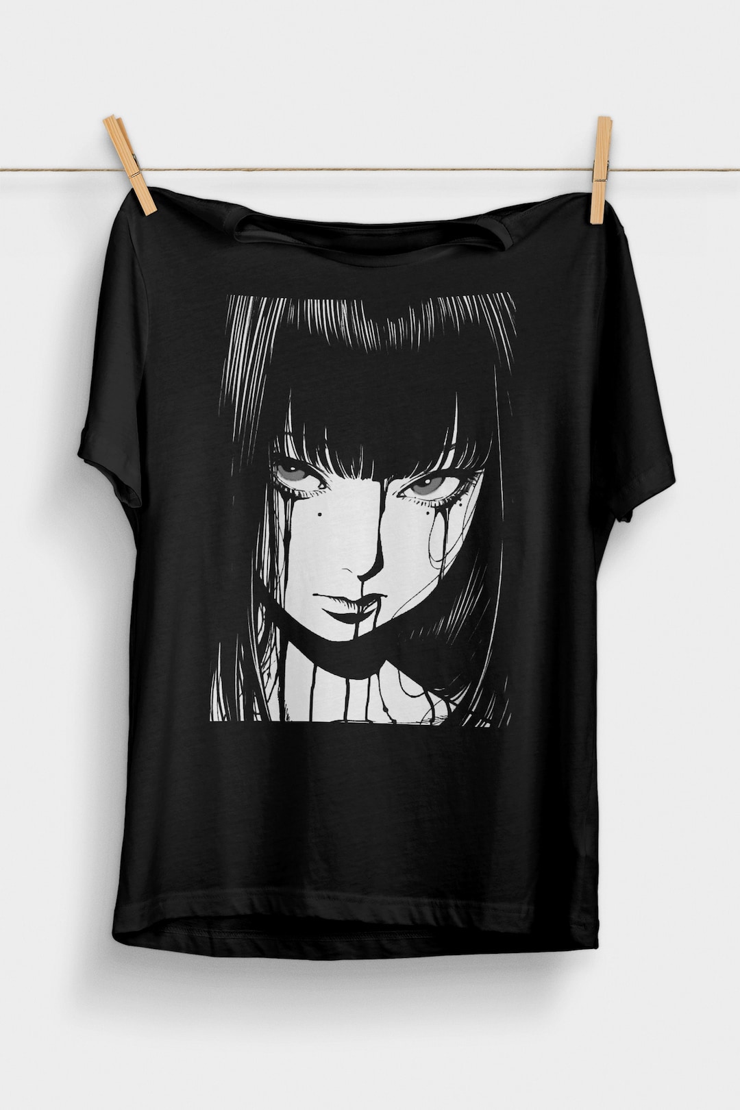 90s Anime Manga Girl T-shirt Japanese Horror Alt Clothes Anime ...