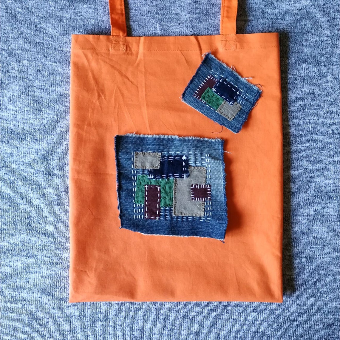 Set of 2 embroidered denim sew on patch Textile art patches Etsy