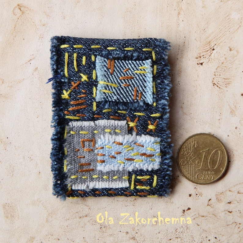Download Boro Sashiko brooch Pin Badge Japanese slow stitch embroidery | Etsy