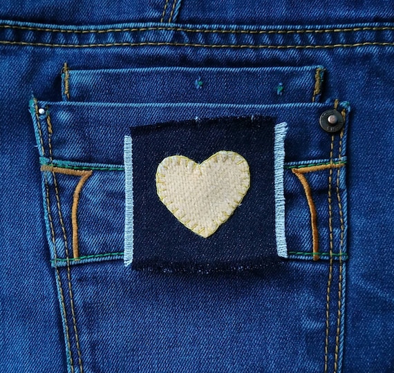 Denim Heart Sew on Patch, Jean Jacket Patch, Patch for Jeans
