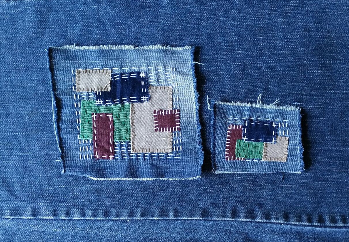 Set of 2 embroidered denim sew on patch Textile art patches Etsy