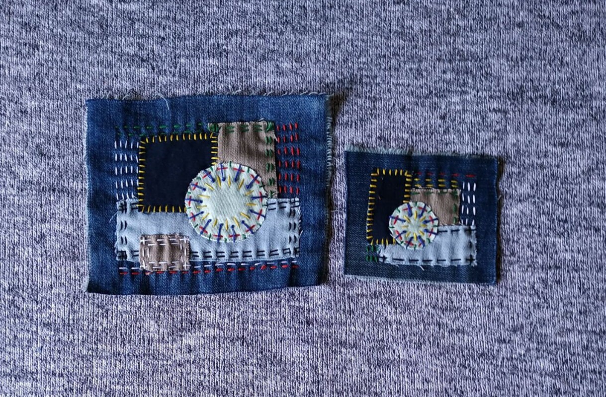 Set of 2 embroidered denim sew on patch Textile art patches Etsy