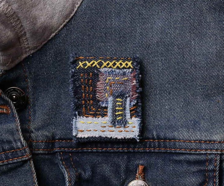 Boro Sashiko Brooch Pin Badge