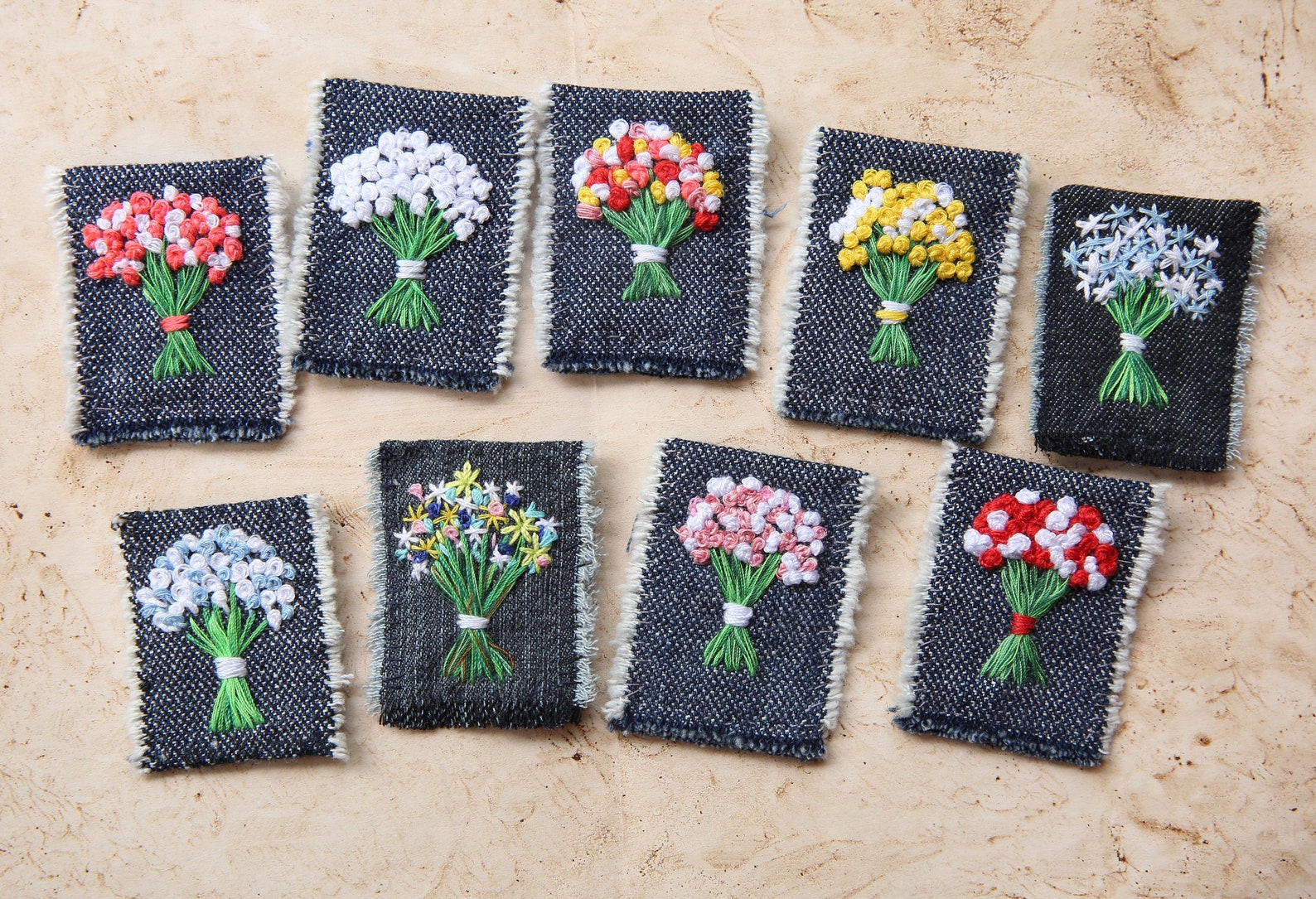 Flower Bouquet Embroidered Patches Denim Patch for Jacket Etsy