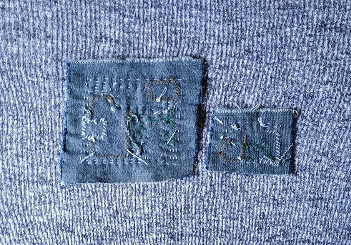 Set of 2 embroidered denim sew on patch Textile art patches Etsy