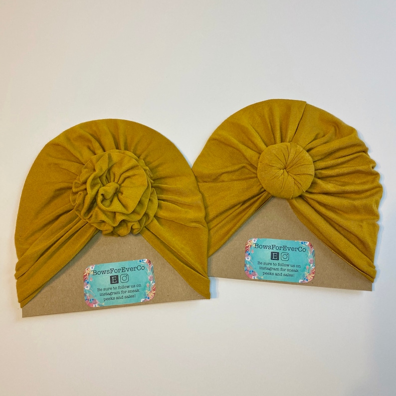 baby headwrap minikane coming home outfit matching set mommy and me Mustard top knot turban turban newborn hat