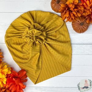 Ribbed Honey Mustard Turban | Top Knot | Newborn Hat | Headwrap | Coming Home | Minikane | Adult Turban | Baby Girl | Baby Shower Gift |
