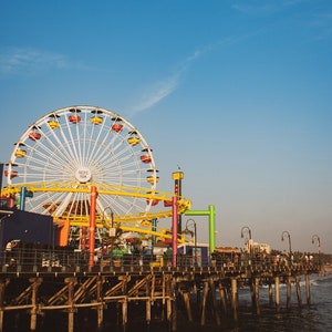 Santa Monica Pier Print, Santa Monica Pier at Sunset, Santa Monica Wall Art, California Travel Photography