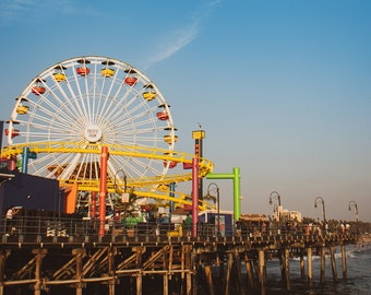 Santa Monica Pier Print, Santa Monica Pier at Sunset, Santa Monica Wall Art, California Travel Photography