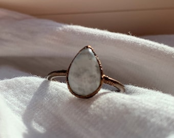 Moonstone Ring | Teardrop Moonstone Ring | Statement Ring | Gemstone Ring | Copper Ring | Stackable Ring | Ring For Women | Handmade Ring