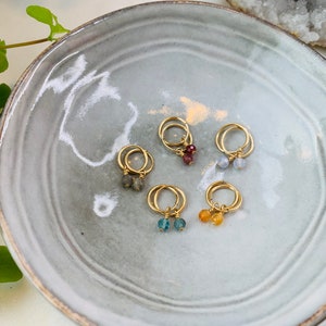 Colourful Gemstone Hoop Earrings | Minimalist Earrings | Earhoops | Sterling silver Earrings | Gold Filled Earrings