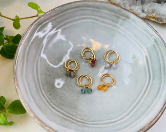 Colourful Gemstone Hoop Earrings | Minimalist Earrings | Earhoops | Sterling silver Earrings | Gold Filled Earrings