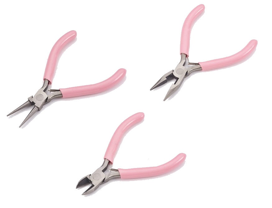 Pink Carbon Steel Jewelry Pliers, Needle Nose Pliers, Jump Rings