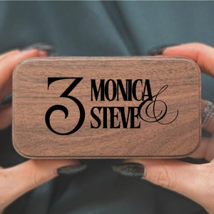 Custom Engraved Names & Anniversary Year Music Box | Custom Ring Box | Anniversary Ring Box with Melody