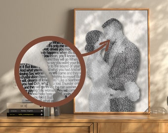 Personalized Lyrics over Portrait Poster | Custom Text over Photo Artwork | Personalized Wedding Gift Wall Art