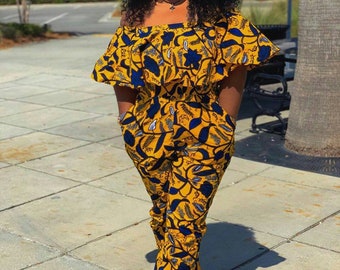 off shoulder kitenge jumpsuit