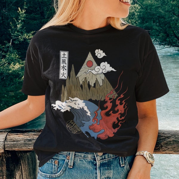 Four Elements Shirt, Water Fire Air Earth Symbol Shirt, Meditation Shirt, Avatar Elements Shirt, Mediated Shirt, Nature Elements Shirt, Yoga