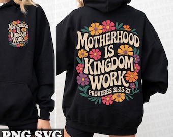 Motherhood is Kingdom Work PNG SVG, Christian Mom Png, Motherhood Svg, Retro Christian Mom Png, Mothers Day Svg, Christian Retro Png, Mama