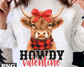 Howdy Valentine Png, Highland Cow Valentine Png, Highland Cow, Valentine Png, Heifer Valentine, Western Valentine's Day, Digital Download