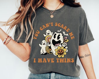 You Can't Scare Me I Have Twins Shirt, Zwillings-Mutter-Shirt, Mutter von Zwillingen, Comfort Colors-Shirt, gruselige Jahreszeit, Zwillings-Vater-Shirt, Zwillings-Shirt