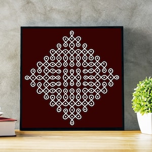 Set of 3, Kolam Art Print, Pulli Kolam Digital, Minimal Art, Puja Pooja Decoration, South Indian Art, Rangoli Pattern, Indian Art Print