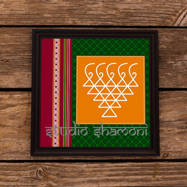 Hindu Goddess Saraswati Art Print, Saraswati Symbol Art, Printable Indian Wall Art, Indian Puja Art, Desi Design, Indian Festival Digital