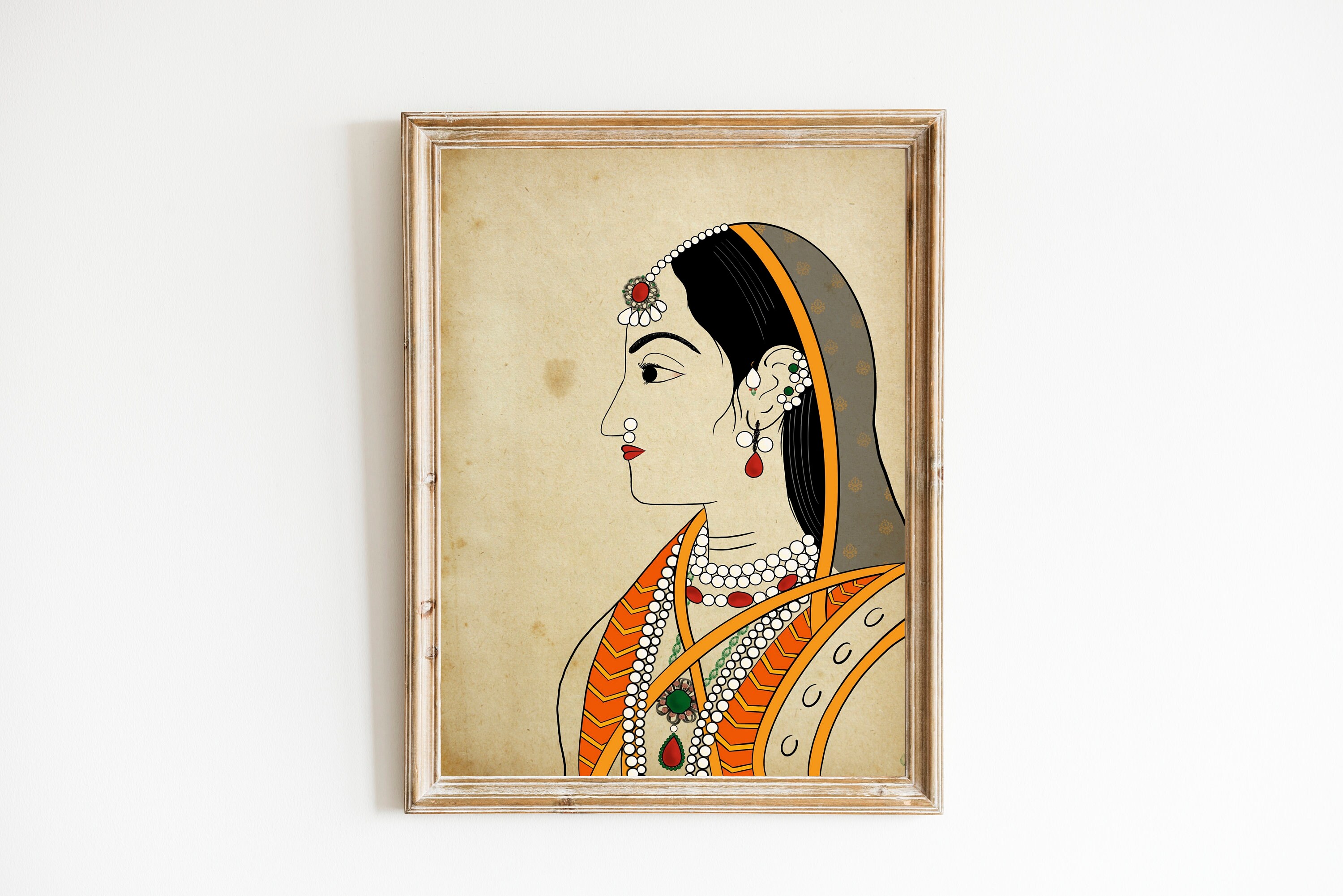 Rajput Royal Lady, Indian Art Print, Indian Miniature Painting