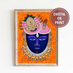 Pichwai Painting Shrinathji, Shrinathji Darshan Art Print, Pichwai Digital Download, Lord Krishna Painting Wall Art, Downloadable India Art