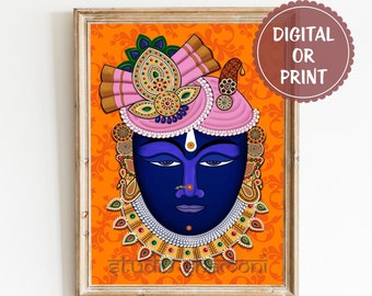 Pichwai Painting Shrinathji, Shrinathji Darshan Art Print, Pichwai Digital Download, Lord Krishna Painting Wall Art, Downloadable India Art