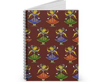 Jamini Roy Art, Cuaderno en espiral gobernado por la India, Cuaderno étnico indio de dancing girls, Organizador de cuaderno de diario personal, Diario basura