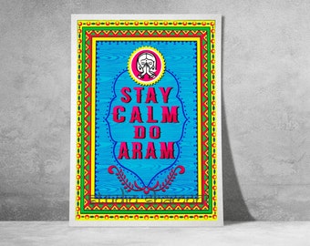 Cartel de impresión de arte de camión Stay Calm, arte de pared afgano paquistaní indio