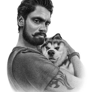 Person and Dog Portrait Person and Pet Custom Drawing. image 5