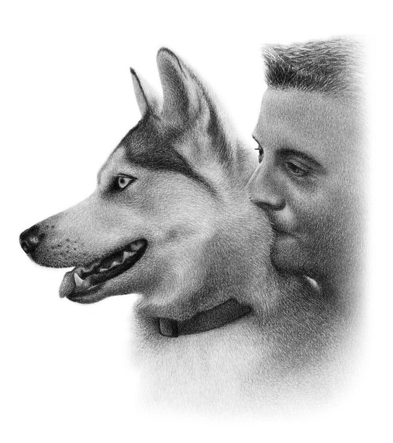 Person and Dog Portrait Person and Pet Custom Drawing. image 6