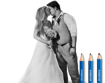 Wedding portrait - Valentine's Day gifts - Personalized Couple Pencil Drawing!