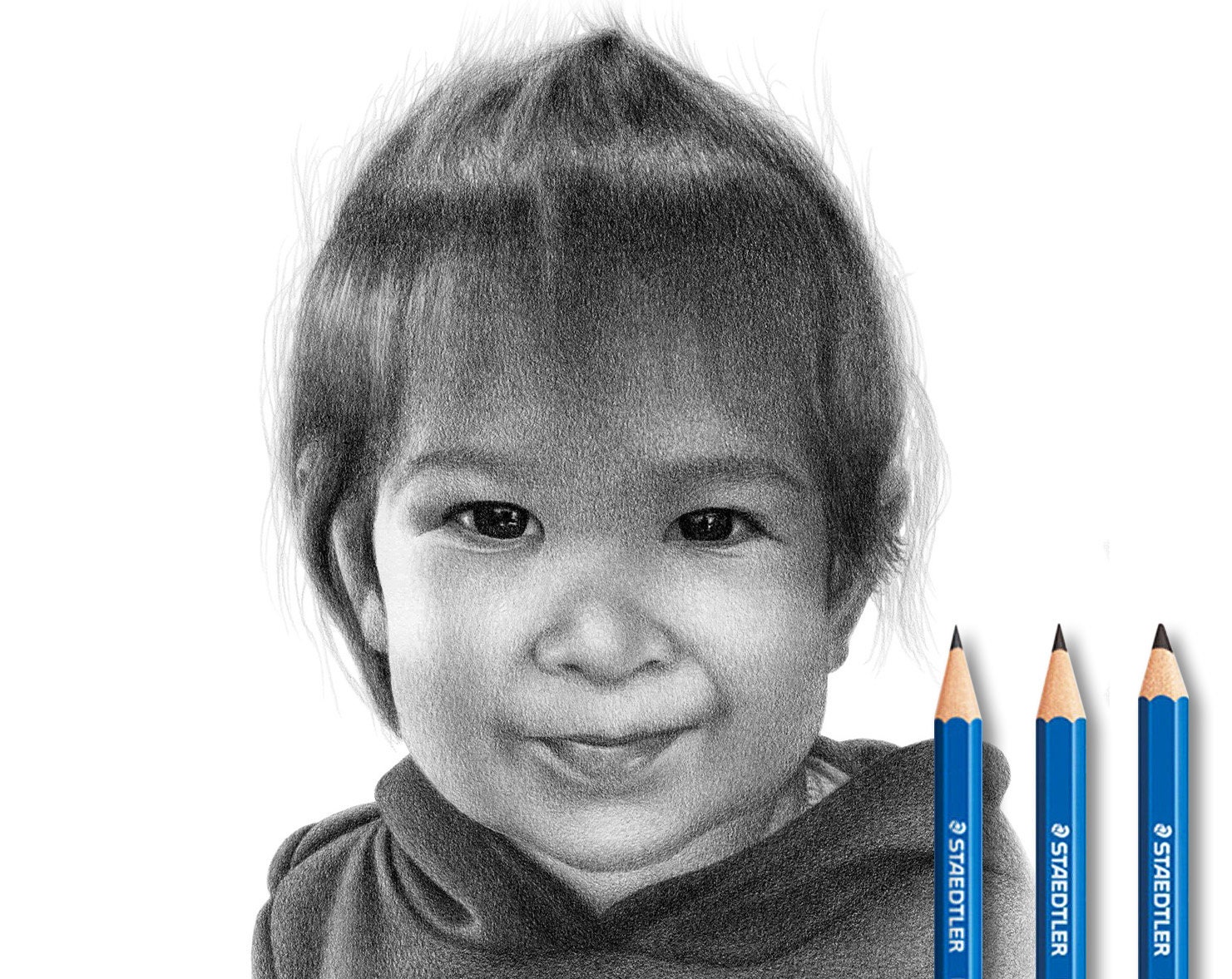 子供の肖像画 - 子供の鉛筆画（カスタマイズ可能）。 - Etsy 日本