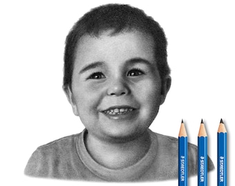 Obra de arte 100% a lápiz - Retrato de bebé hecho a mano.