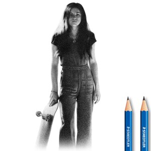 Skateboard Art - Custom pencil drawing - 100% handmade.