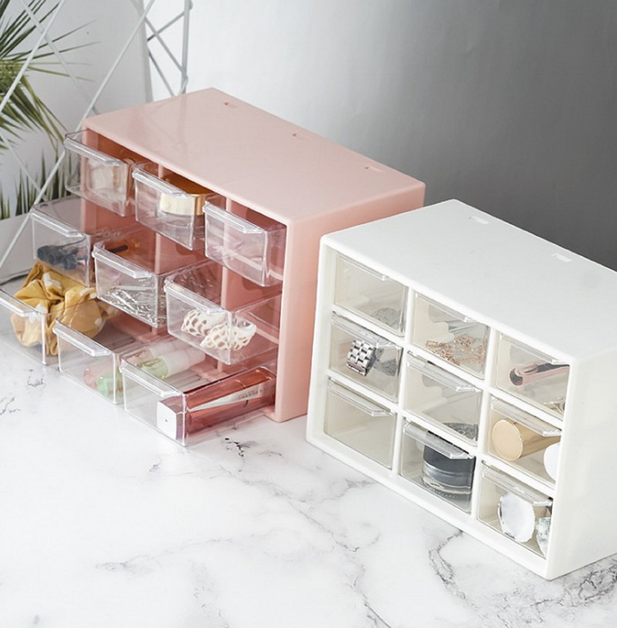 2 Small Plastic Desktop Storage Box 9 drawer Craft Etsy
