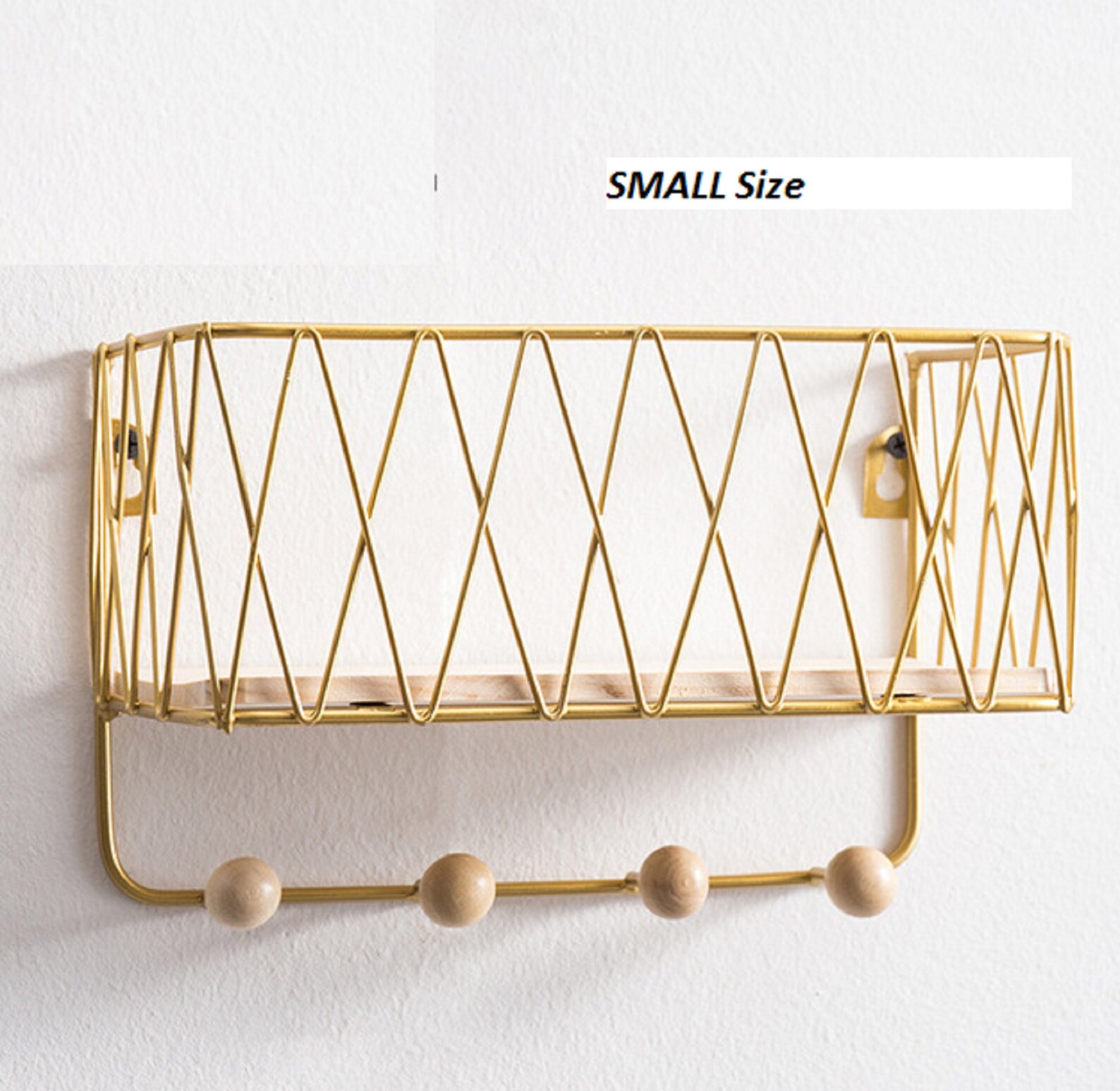 Wall Mounted Metal Wood Basket Shelf with Hooks for Hanging Etsy