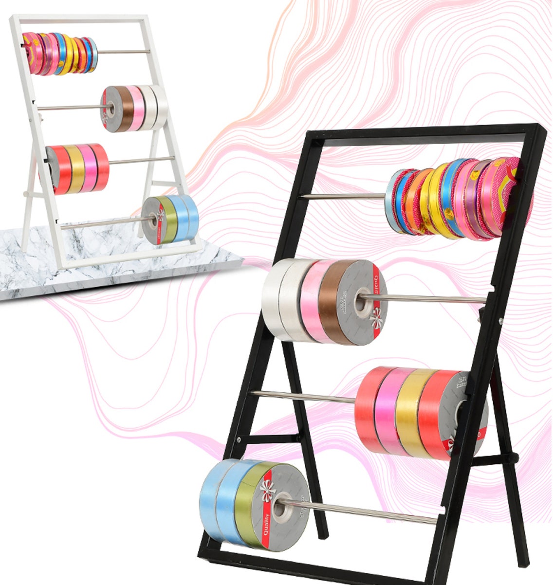 Ribbon Storage Ribbon Rack Tabletop Ribbon Organizer Ribbon Etsy