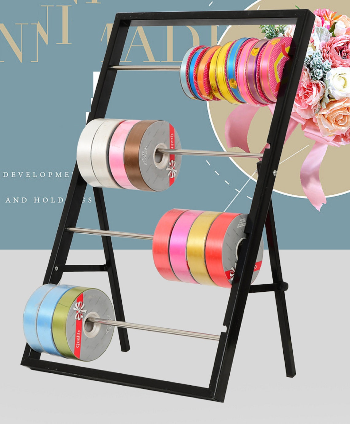 Ribbon Storage Ribbon Rack Tabletop Ribbon Organizer Ribbon Etsy