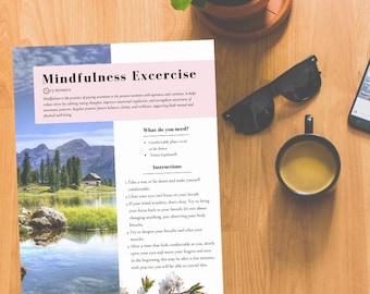 Mindfulness Excercise,  Mental Health Coping Skills Worksheets Printable