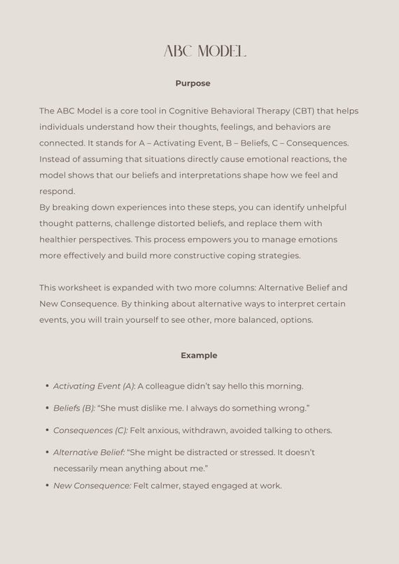 Abcd Module Cbt Worksheet Abc Worksheet Cognitive Behavioral Therapy Pin On Counseling