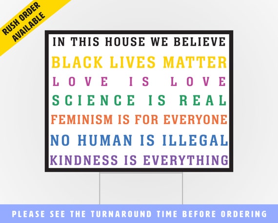 Be Kind Yard Signs Human Rights Signs Made in USA 18Hx24W Rush Order Available Justice Signs