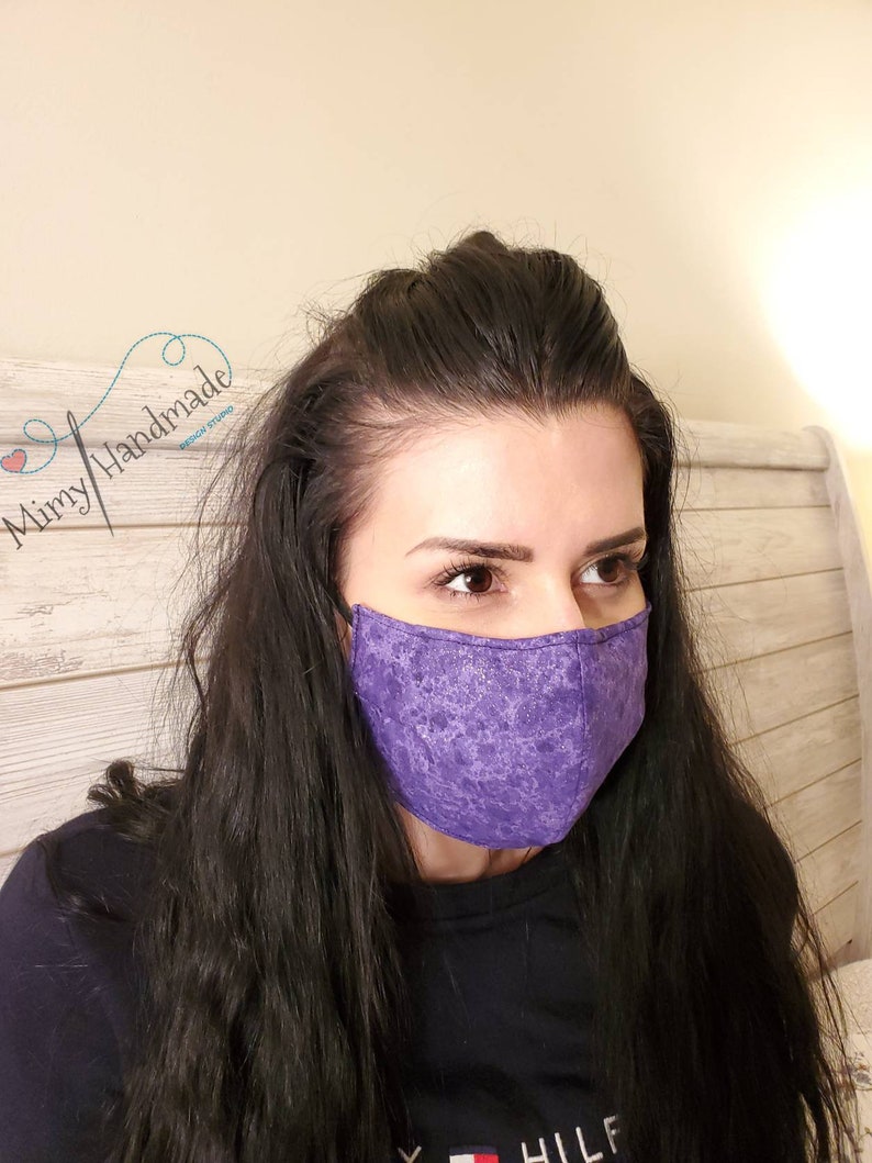 Purple Face Mask Washable Made in the USA Cotton Washable Etsy