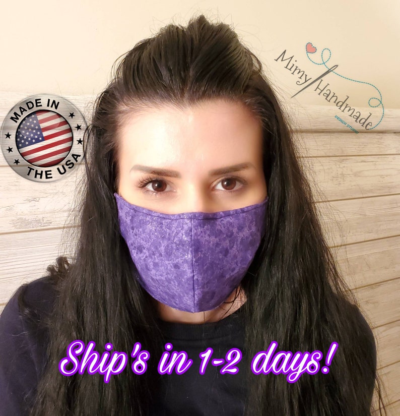 Purple Face Mask Washable Made in the USA Cotton Washable Etsy