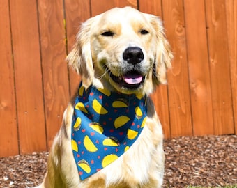 Tacos Over The Collar Dog Bandana, Food Dog Bandana, Taco Tuesday Dog Bandana, Cinco De Mayo Dog Bandana, Taco Day Dog Bandana