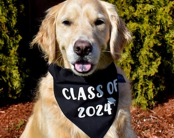 Class of 2024 Over The Collar Graduation Dog Bandana, Graduation Announcement Idea, Graduation Photo Prop, Dog Graduation, Grad Announcement