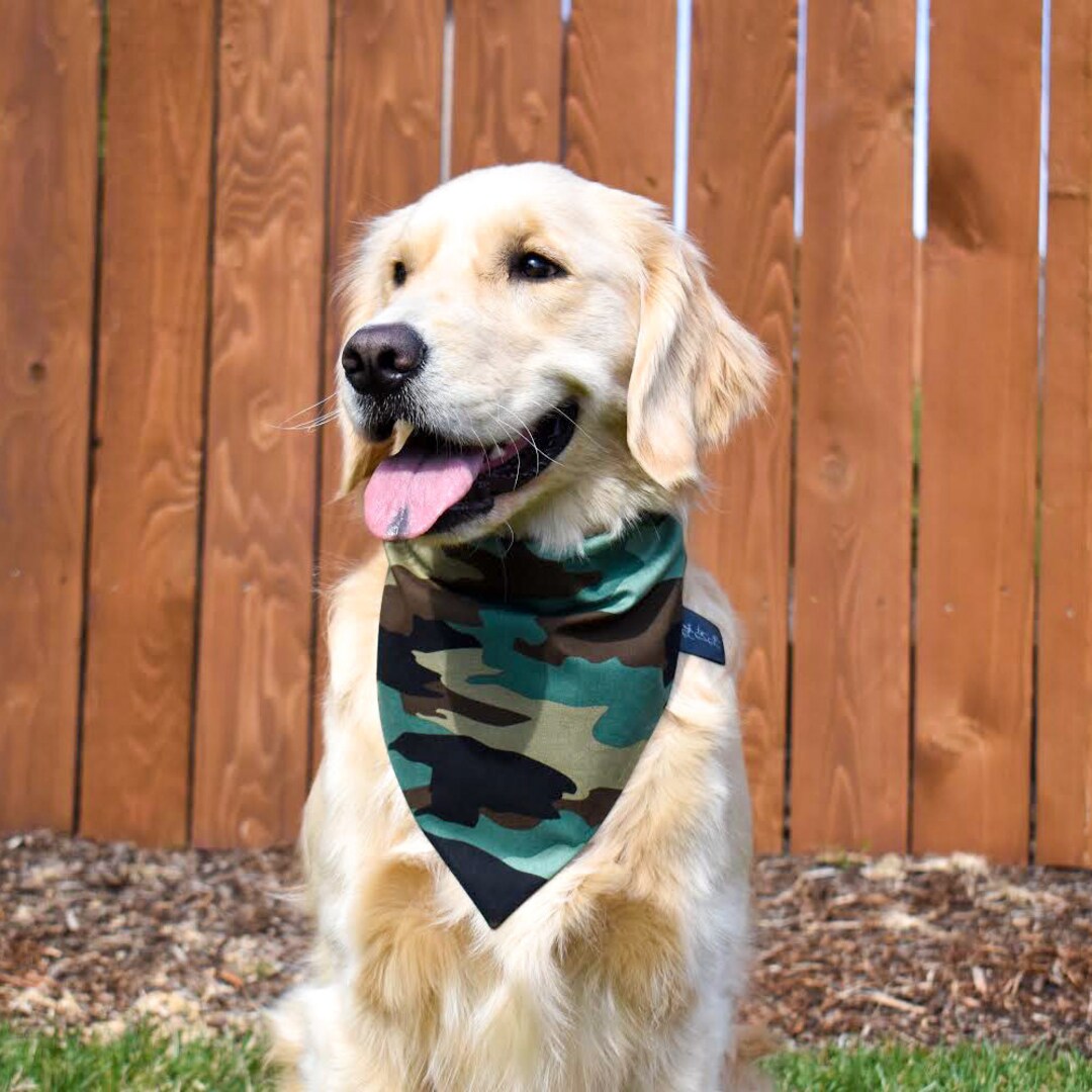 Blue Camo Dog Bandanna, Country Rustic Dog Collar Bandana, Personalized
